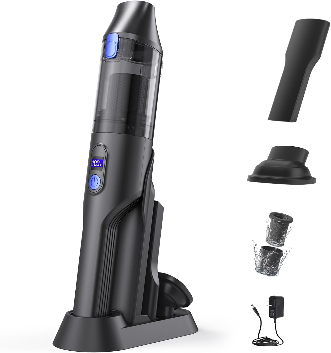 Handheld Vacuum Cleaner, Cordless Hand Held Vacuum,Lightweight Car Vacuum Cleaner with Digital Display, 20kPa Strong Suction & 35 Mins Run-Time,Crevice Tool & Brush Tool