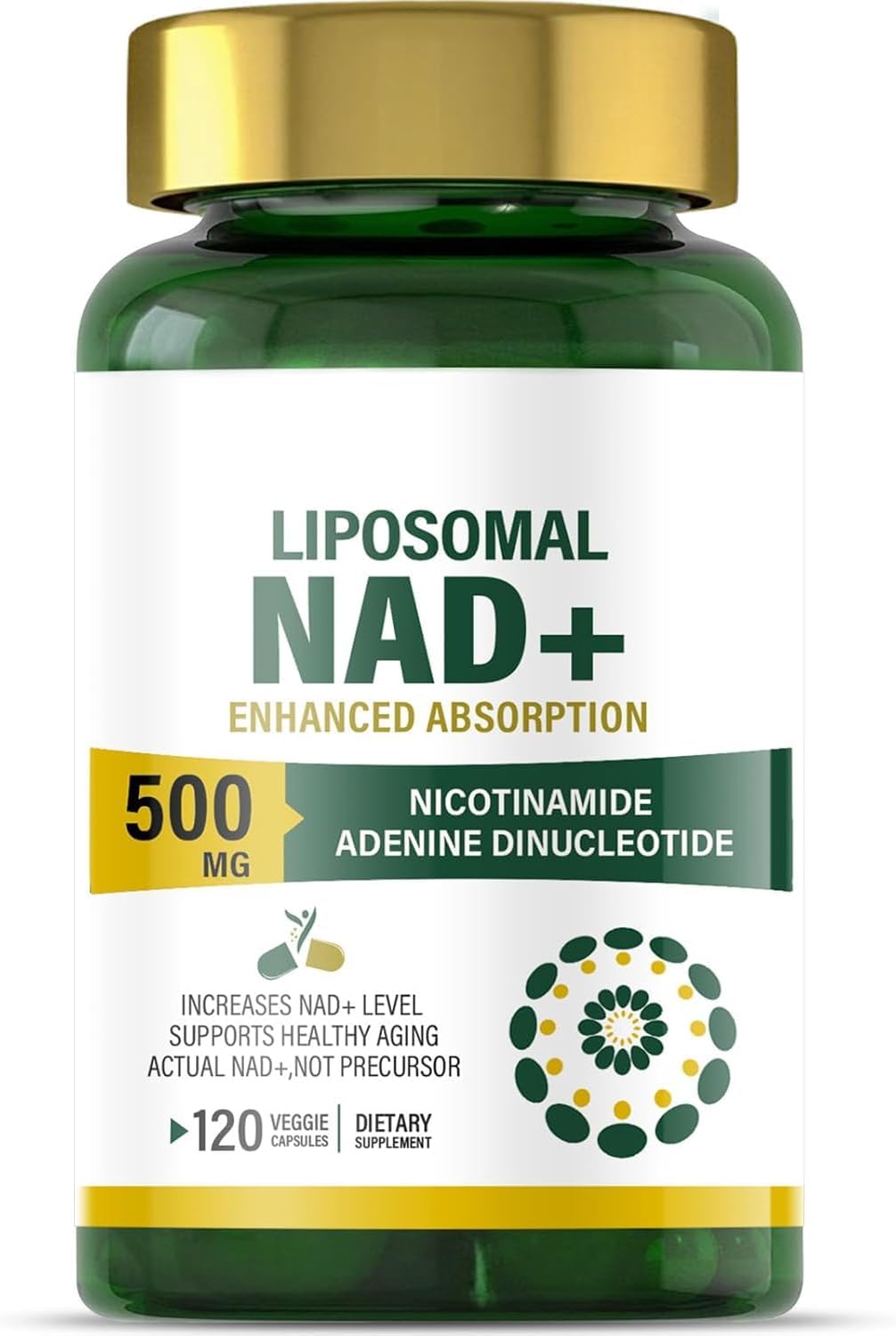 Liposomal NAD+ Supplements 120 Capsules, NAD+ 500mg High Absorption for Support Cellular Repair & Healthy Anti-Aging and Antioxidant
