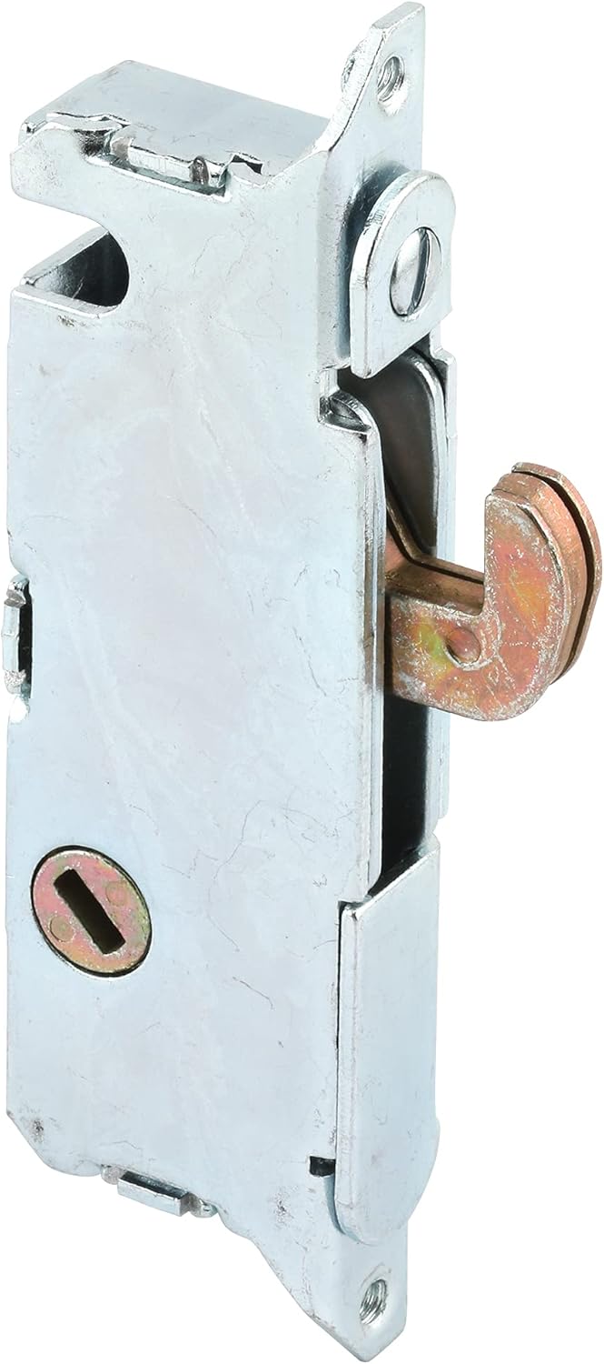 Prime-Line E 2014 Stainless Steel Mortise Lock for Patio Sliding Doors Constructed of Wood, Aluminum, and Vinyl, 3-11/16 Inch, 45 Degree Keyway, Silver, Set of 1