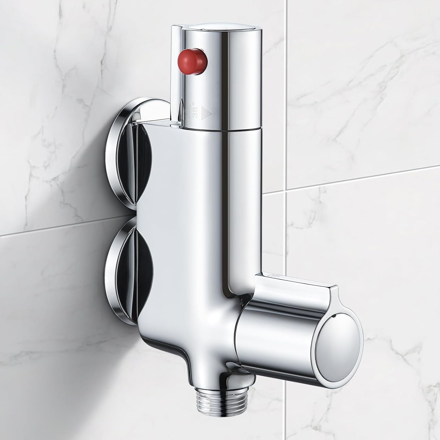 Mini Thermostatic Shower Mixer Bar Caravan Thermostatic Shower Faucet Valve Tap Round 1/2" Outlet, Small Vertical Shower Mixer for Rv, Camper Van, Yacht, Boat, Bidet Tap, Bidet Sprayer, 45mm Centres