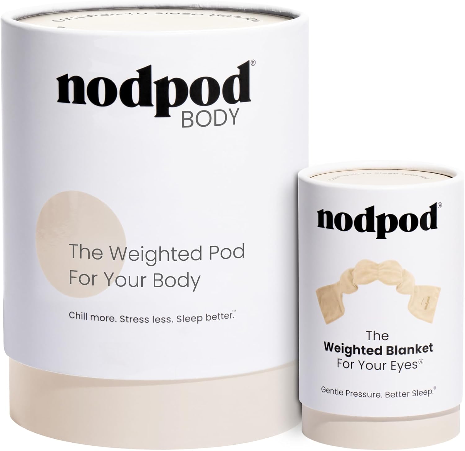 Nodpod Bundle - Weighted Blanket & Sleep Mask – Ultra-Soft Body Blanket with Glass Beads + Light-Blocking Eye Mask – Relaxation, Comfort, Travel & Better Sleep - Bone