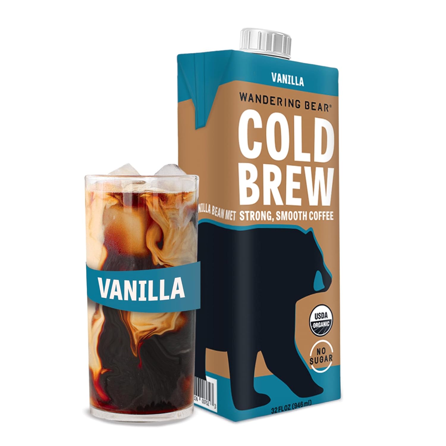 WANDERING BEAR COFFEE Organic Vanilla Cold Brew Coffee, 32 FZ