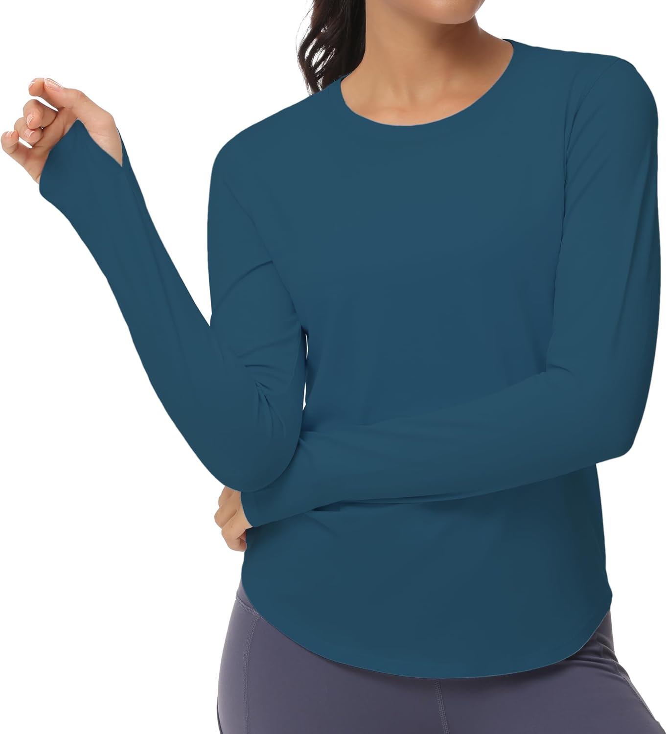 THE GYM PEOPLE Women's Long Sleeve Workout Shirts Athletic Crewneck Hiking Tops with Thumb Hole