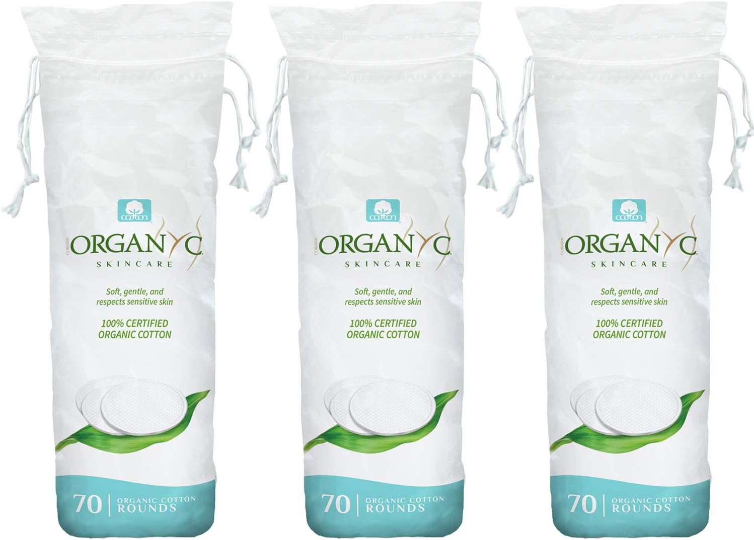 Organyc 100% Organic Cotton Rounds - Biodegradable Cotton, Chemical Free, For Sensitive Skin (210count) - Daily Cosmetics Beauty and Personal Care