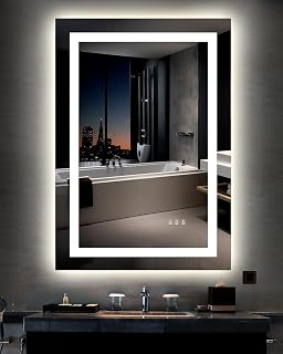 Ensenior LED Bathroom Mirror 32"x 40" with Front and Backlight, Stepless Dimmable Wall Mirrors with Anti-Fog, Shatter-Proof, Memory, 3 Colors, Modern LED Vanity Mirror-ETL & FCC