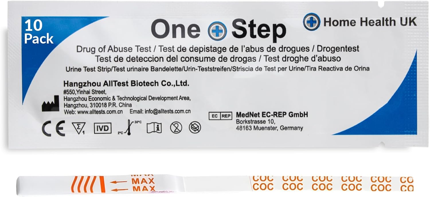 10 x Drug Testing Kits Cocaine Single Urine Test Strips - One Step