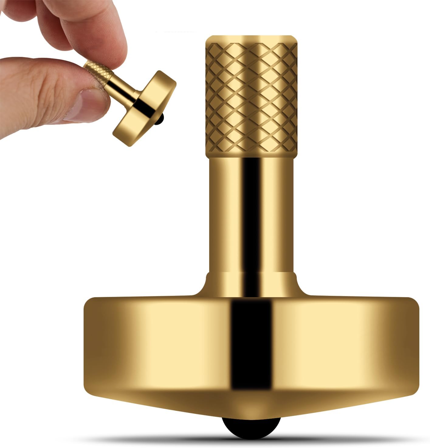DjuiinoStar Premium Brass Spinning Top: 5-11 Minutes, Lengthened Stem, Easy to Twirl for Kids and Adults, CNC Machined, Great Time Killer, EDC Fidget Toy DST-805