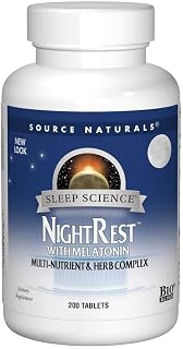 Source Naturals Sleep Science NightRest Multi-Nutrient & Herb Complex With Melatonin, GABA, Passion Flower, Chamomile, Lemon Balm & More - Herbal Formula - 200 Tablets