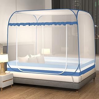 Jsanh Folding Mosquito Net Tent Canopy Curtains for Beds Pop Up Mosquito Net Tent King Size Portable Mosquito Netting with Bottom for Baby Adults(L80xW80XH62 inch