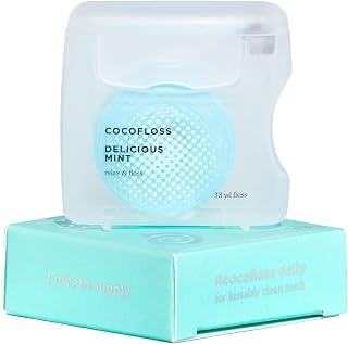 Cocofloss Woven Dental Floss, Dentist-Designed Oral Care, Mint, Waxed, Expanding, Vegan, Kid-Friendly String Floss with Coconut Oil, 1 Spool (33 yd)