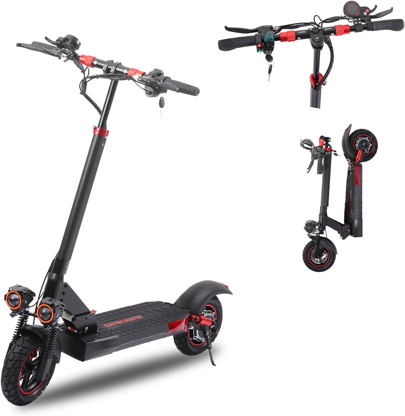 Electric Scooter for Adults, 34 Miles Long Range, Top Speed 15.5 MPH, 10" Tubeless Tire, 150 kg Load Capacity