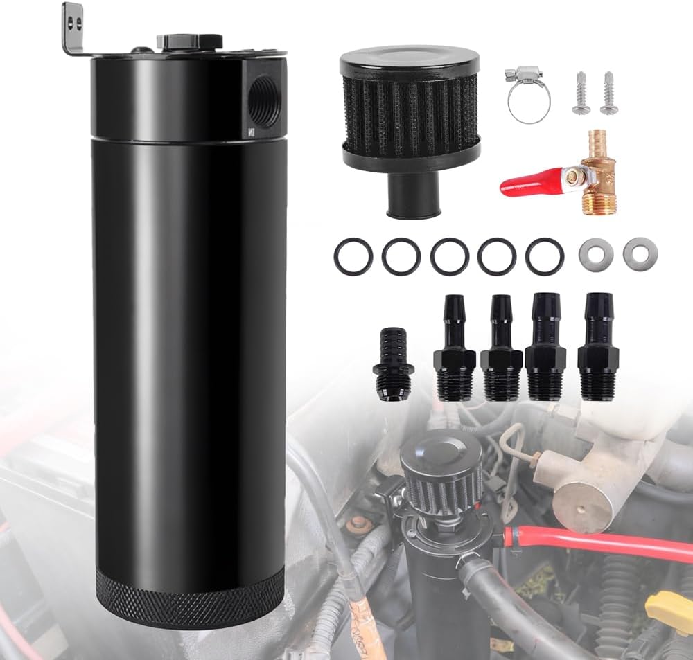 BARTOO 750ml Oil Catch Can Kit Universal 2 Port Catch Can Tank
