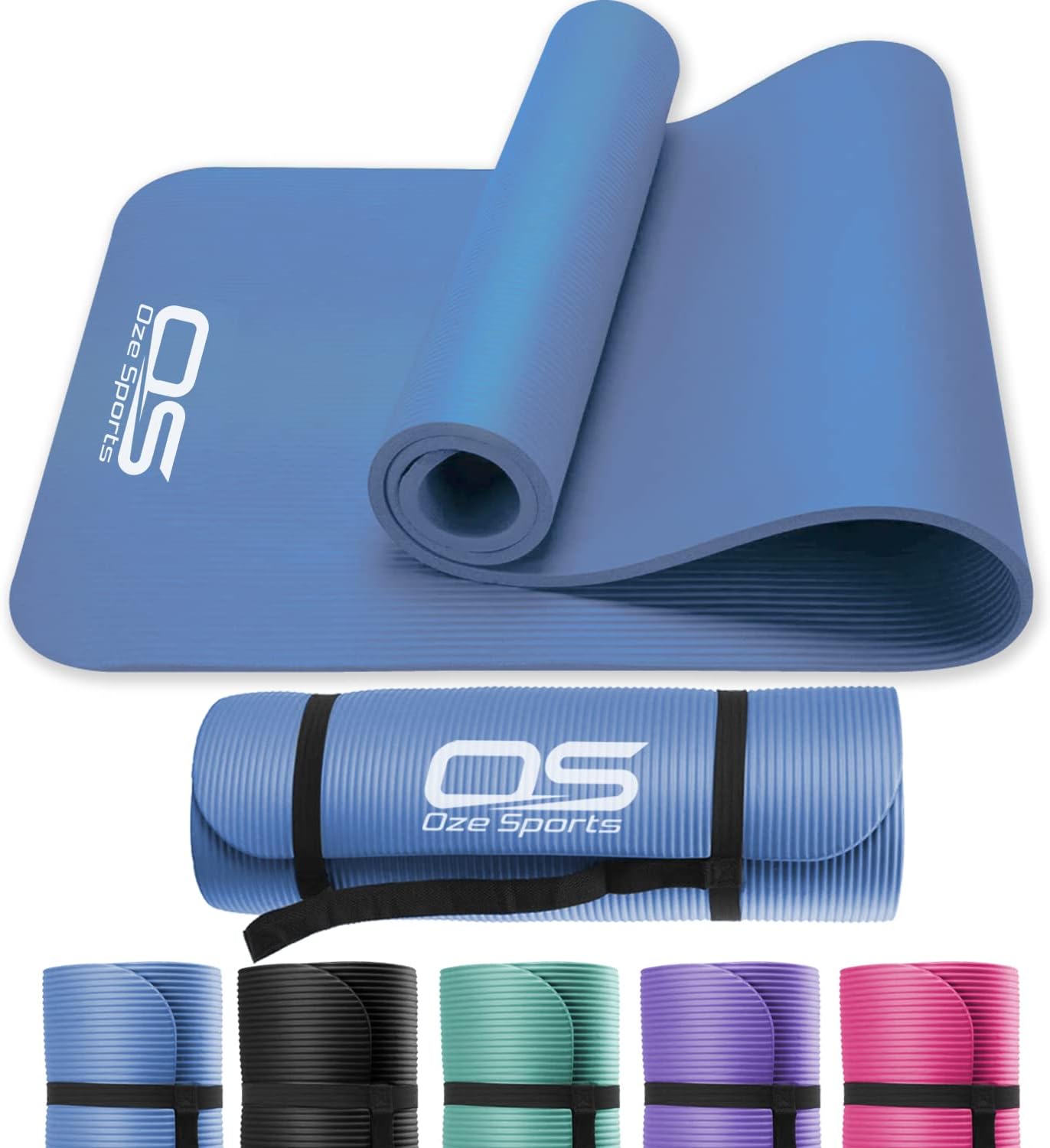 Yoga Mat Exercise NBR Fitness foam mat Extra Thick Non-Slip Large Padded High Density ideal for HiiT Pilates gymnastics mats Fitness & Workout with Free Carry Strap