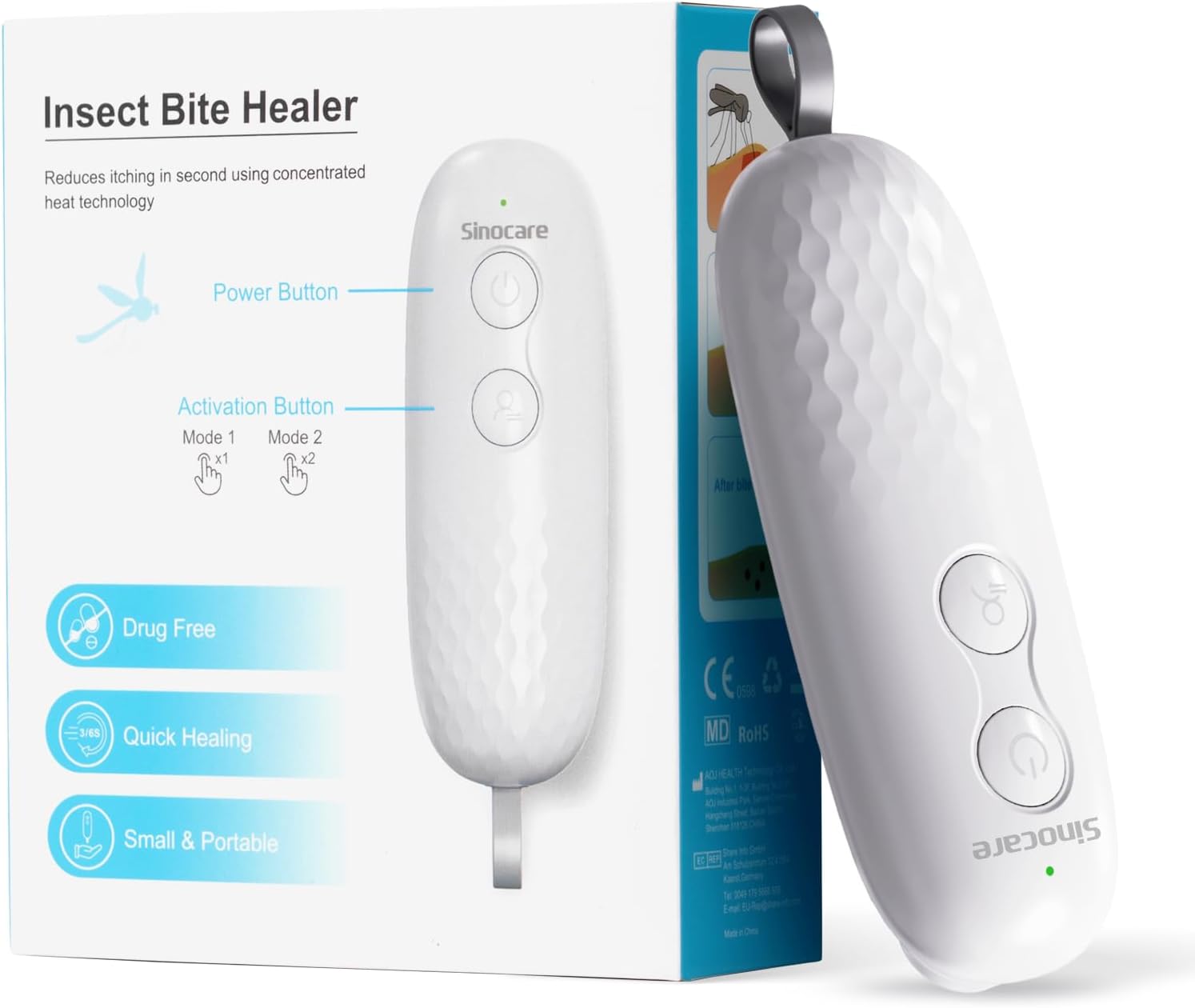 sinocare Insect Bite Healer Pen, Chemical-Free Insect Bite Relief, Treatment of Mosquito Bites and Stings,Effective Natural Relief for Itching, Swelling and Pain