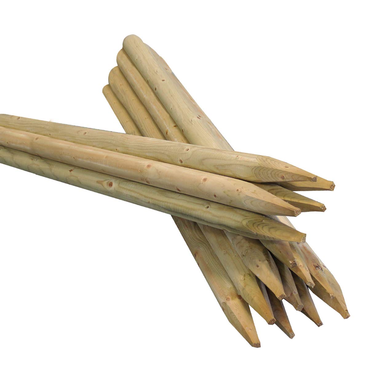 Suregreen Round Fence Posts | 1.2m (4ft) x 40mm | 10 Pack | Green Treated Stakes