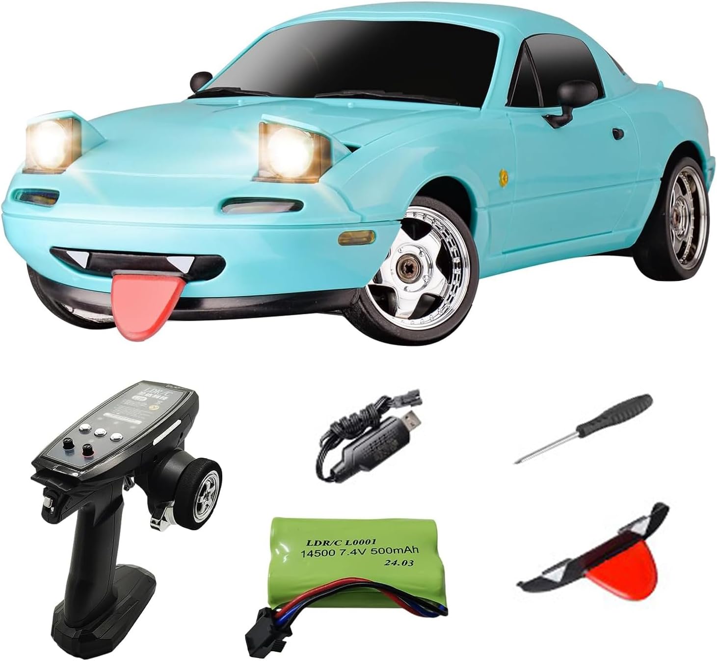 LD1804 1/18 Scale RC Drift Car, Mini Mazda MX-5 RC Model Car 2.4GHz RWD Miata RC Vehicles with Gyro for LED Lights for Adults Hobby Toys