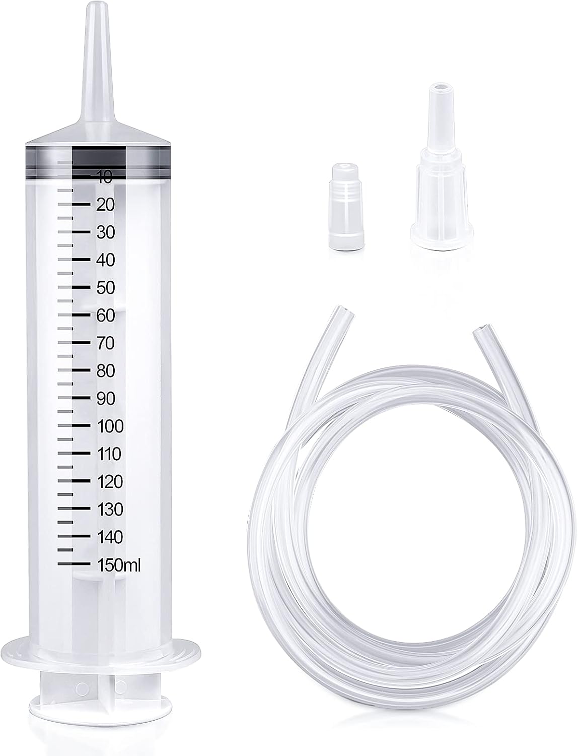 150/250/350/550 ml Large Capacity Syringe, Reusable Liquid Plastic Syringe with Tube for Liquids, Oil or Glue Applicator, Pet Feeding, Plant irrigation Labor&Science Use (150ml)
