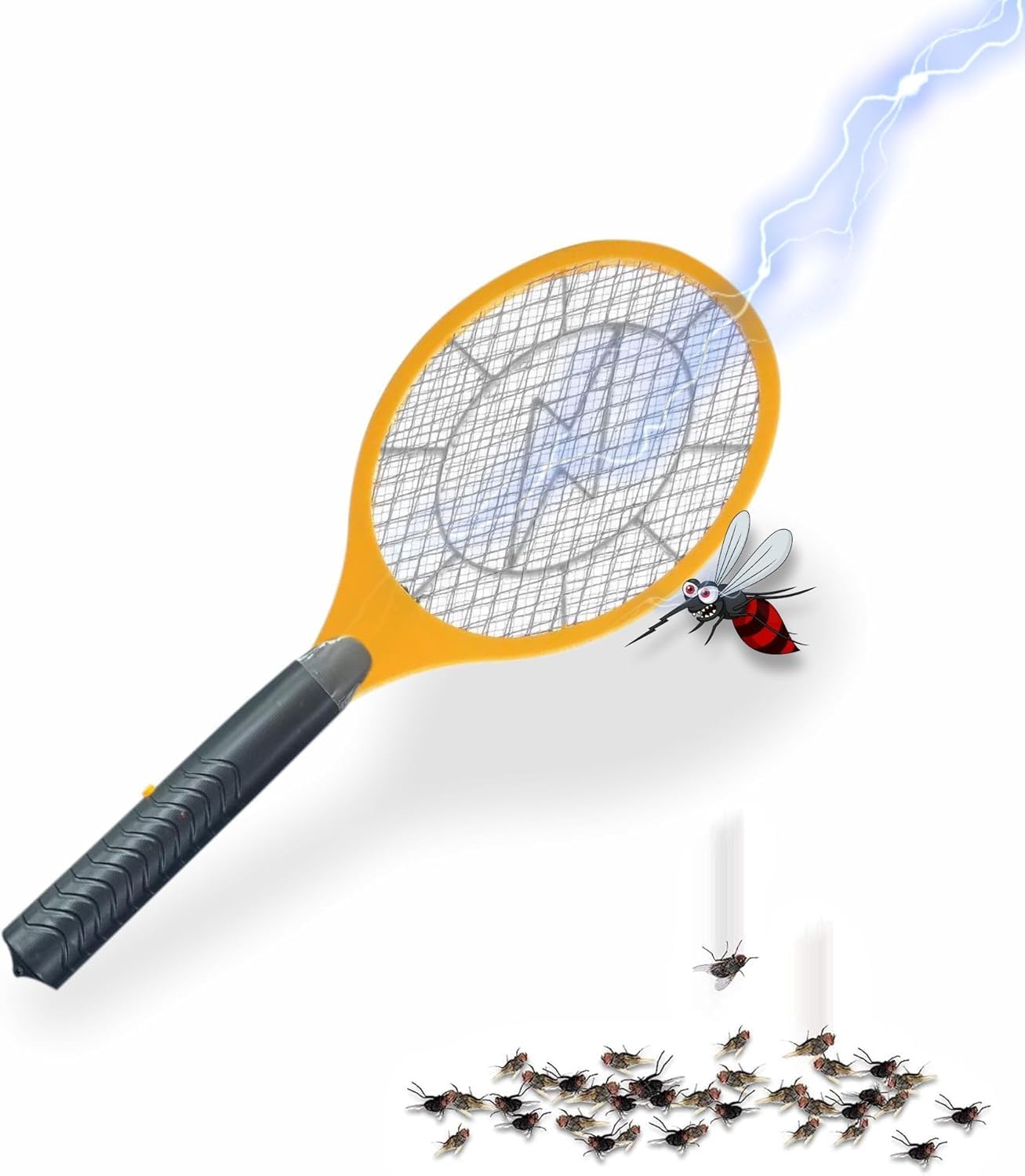 Electric Fly Swatter Bug Zapper Racket Fly Killer Battery Operated Handheld Dual Safety Mesh Electric Racket Bat Indoor Outdoor Insect Catcher For Killing Insects Flies Bugs & (1pc)