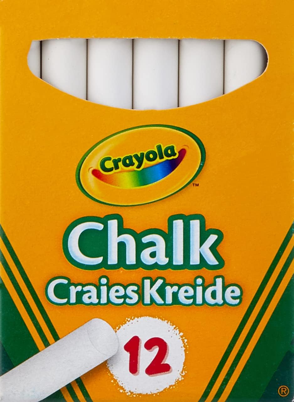 CRAYOLA Anti-Dust White Chalk Age 3+ 12 Count (Pack of 1) | Smooth Texture Makes Writing & Drawing on Blackboards Easy! (Packaging may vary)