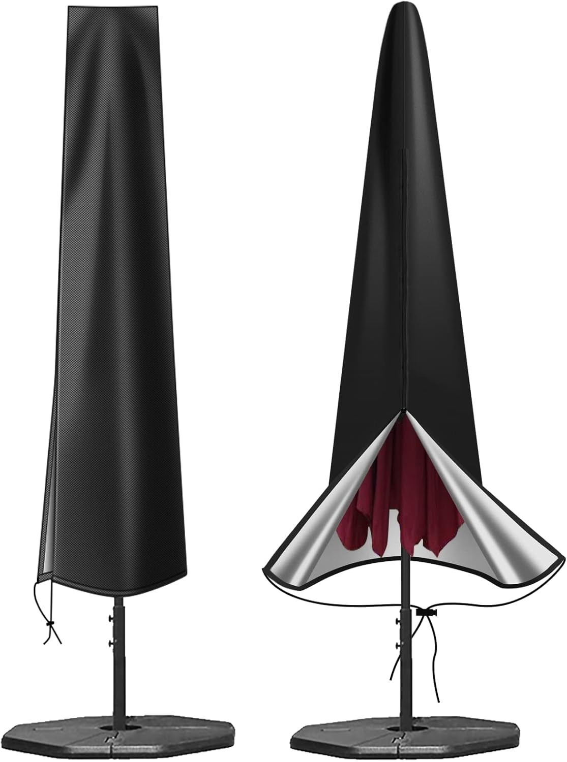 OKPOW Parasol Covers Waterproof 600D Oxford Fabric Patio Umbrella Cover with Zip (190 * 30 * 50cm), for 2m 2.2m 2.3m 2.4m 2.5m 2.7m 2.8m 3m Garden Outdoor Umbrella (Black)