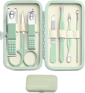 Manicure Set Nail Clipper Set Men Women Toe Finger Nail Clipper Personal Care Tools with Portable Travel Case Manicure Pedicure Tools Grooming Kit for Men Women Family Friends Wife(Green)