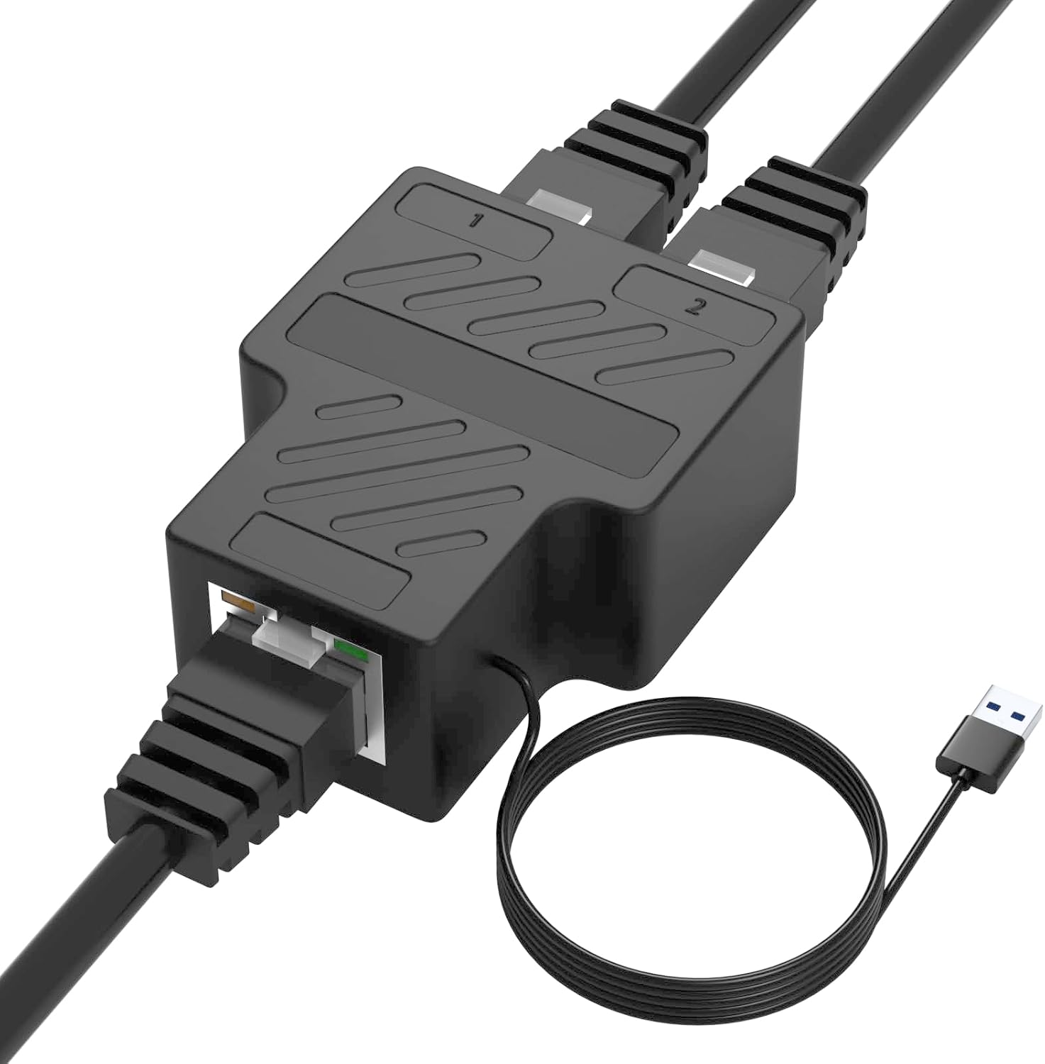 Ethernet Splitter 1 to 2 Port, 100Mbps RJ45 Internet Adapter [2 Devices simultaneously networked], LAN Splitter Adapter with USB Power Cable, for Cat5/5e/6/7/8 Cables