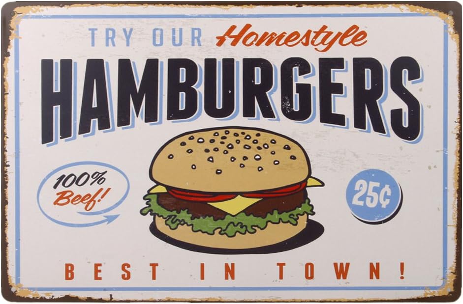 20x30cm Vintage Metal Tin Wall Sign Plaque Poster for Cafe Bar Pub Food #1