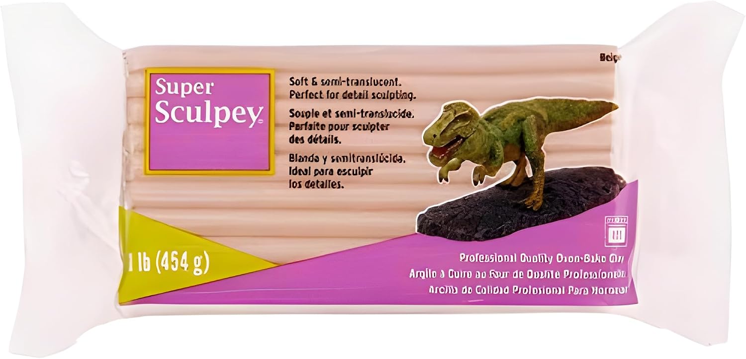 Sculpey Super Polymer Clay: Beige - 1 lb Pack - Soft Oven Bake Clay, Non-Toxic, Created for Advanced Sculptors-Artists-Model Makers-Movie Studios
