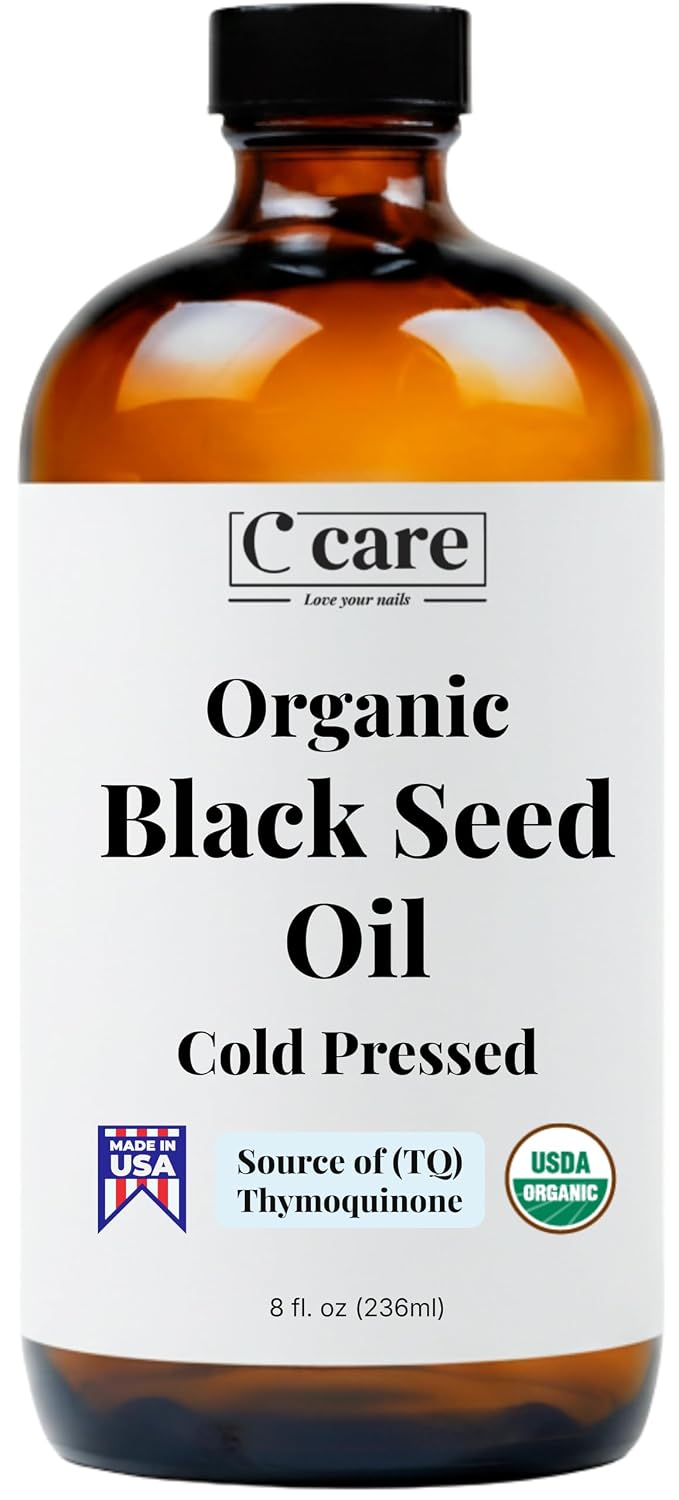 Black Seed Oil Organic Cold Pressed Unrefined Glass Bottle | USDA Certified Organic Black Cumin Seed Oil | High Thymoquinone Omega 3 6 9 | for Immune Support, Joints, Digestion, Hair & Skin | 8 Fl oz