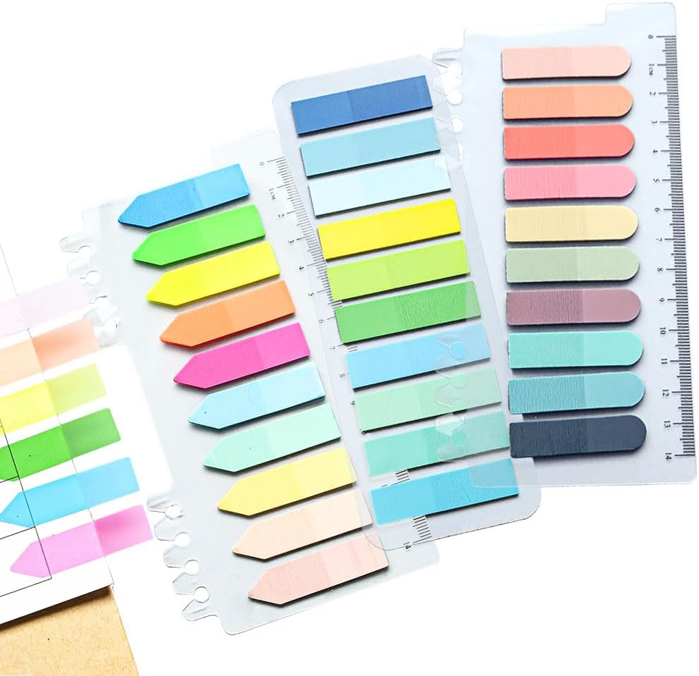 600PCS Sticky Tabs, Translucent Colourful Writeable Page Markers