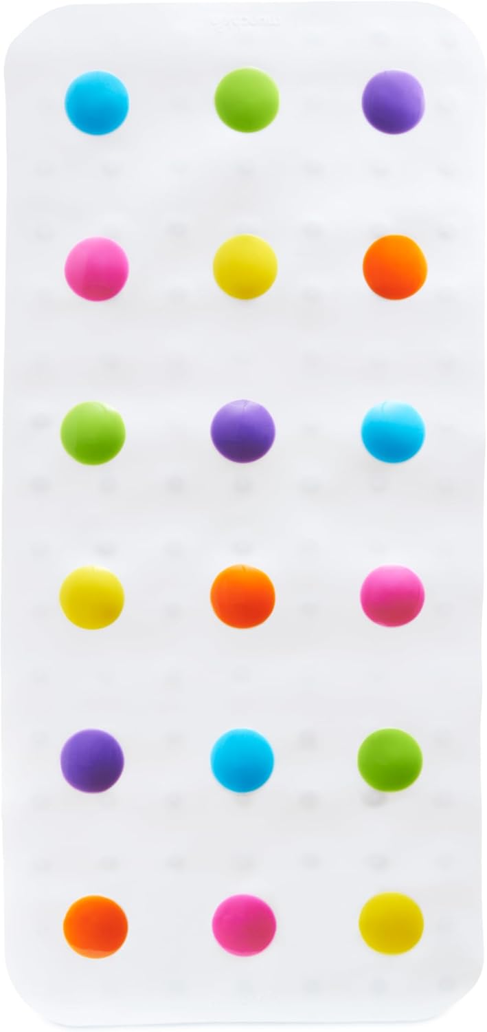 Munchkin Dandy Dots Non Slip Baby Bath Mat | Colourful Bubble Shower Mat | Bathmat with Skid-Resistant Suction Cups |Baby Essential Children's Bath Accessories