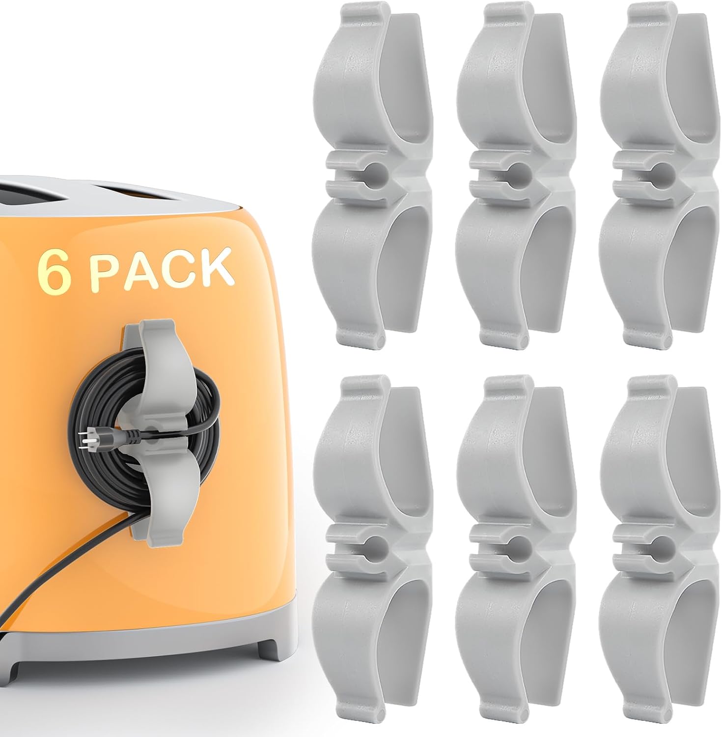 Cord Organizer for Kitchen Appliances-6 Pack, Appliance Cord Organizer Stick on, Small Kitchen Appliances Cord Keeper, Adhesive Cord Holder, Cord Winder for Pressure Cooker, Stand Mixer...