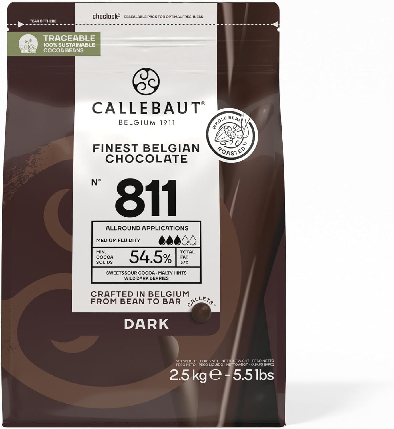 Callebaut - DARK - 811 Callets - 2.5kg (Sold by Parkers Foodservice) (1 Pack, 2500.0, gram)