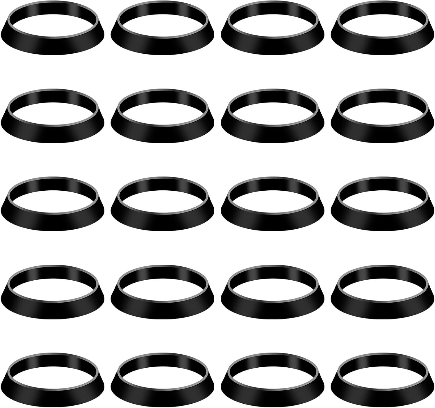 20pcs Cone Seal Rings, Rubber Slip Joint Washers Plumbing Waste Pipe Seal Ring Kitchen Sink Drain Cone Gasket for 1 1/2 Inch Drain Pipe (Black)