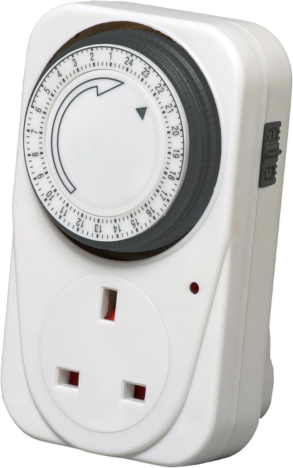 Defender 24 Hour Segment Timer Plug Socket - Programmable Mechanical Timer Switch for Home & Office - Energy Saving 240V 3 Pin Plug-In Time Controller - Ideal for Christmas Lights