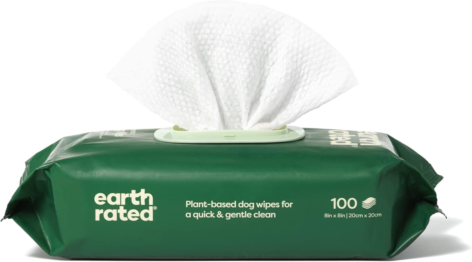 Earth Rated Pet Wipes for Dogs and Cats, Hypoallergenic, Cleaning and Hydrating, for Grooming Paws, Body and Bums, Unscented, 100 Count