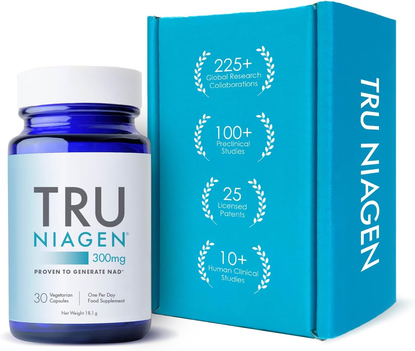 TRU NIAGEN Niacin as Nicotinamide Riboside NAD Supplement for Reduction of Tiredness & Fatigue, Patented Formula NR - 1X 30 Count - 300mg