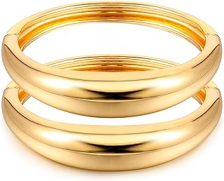 Elegance 11 designs Gold/Silver Cuff Bangle Bracelets For Women Set Chunky Trendy Gold Bracelet Minimalist Hinged Arm Cuff Jewelry Gift 2pcs