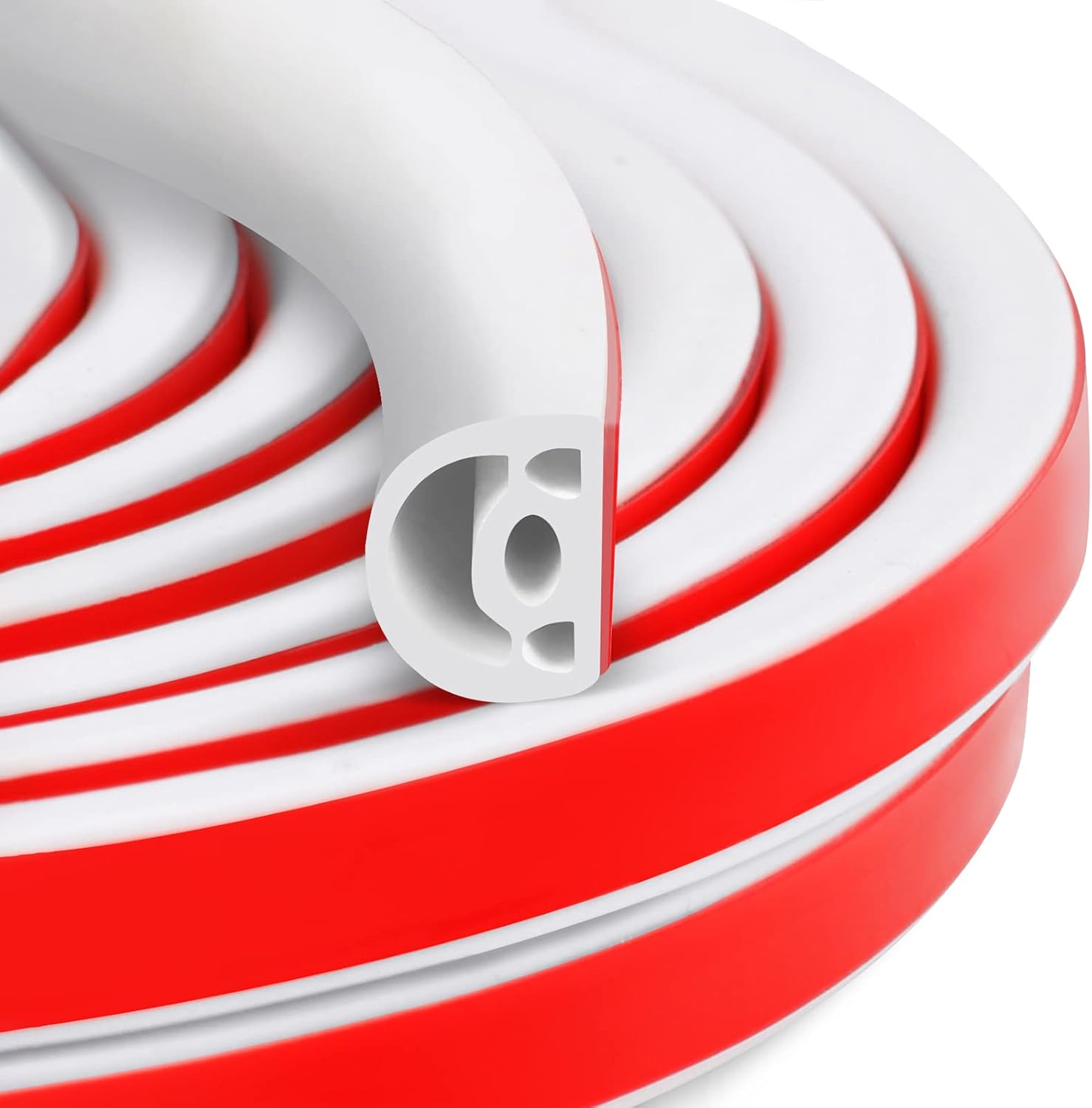 [2023 Upgrade] 19.7Ft Silicone Door Weather Stripping Door Seal Strip for Doors & Windows, Multi-Layer Soundproof Chamber Design, Self-Adhesive, Seal 5/16 “- 15/32 "Large Gaps, Easy to Cut & Install