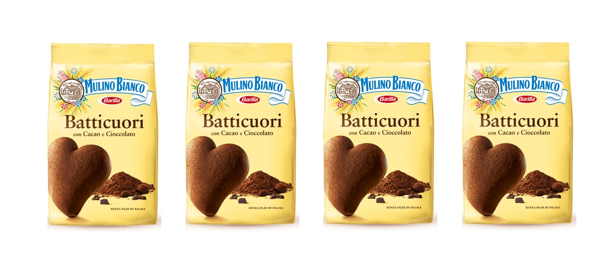 Mulino Bianco: "i Batticuori" shortbread with chocolate - 12.34 Oz (350g) Pack of 4 [ Italian Import ]