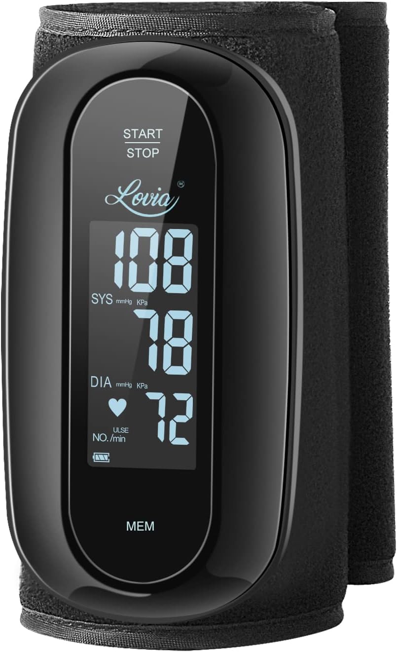 Blood Pressure Monitor Upper Arm with One Piece Design, Digital BP Machine for Home Use with Cuff Size 9-14 Inch, Portable Meter, Built-in Battery