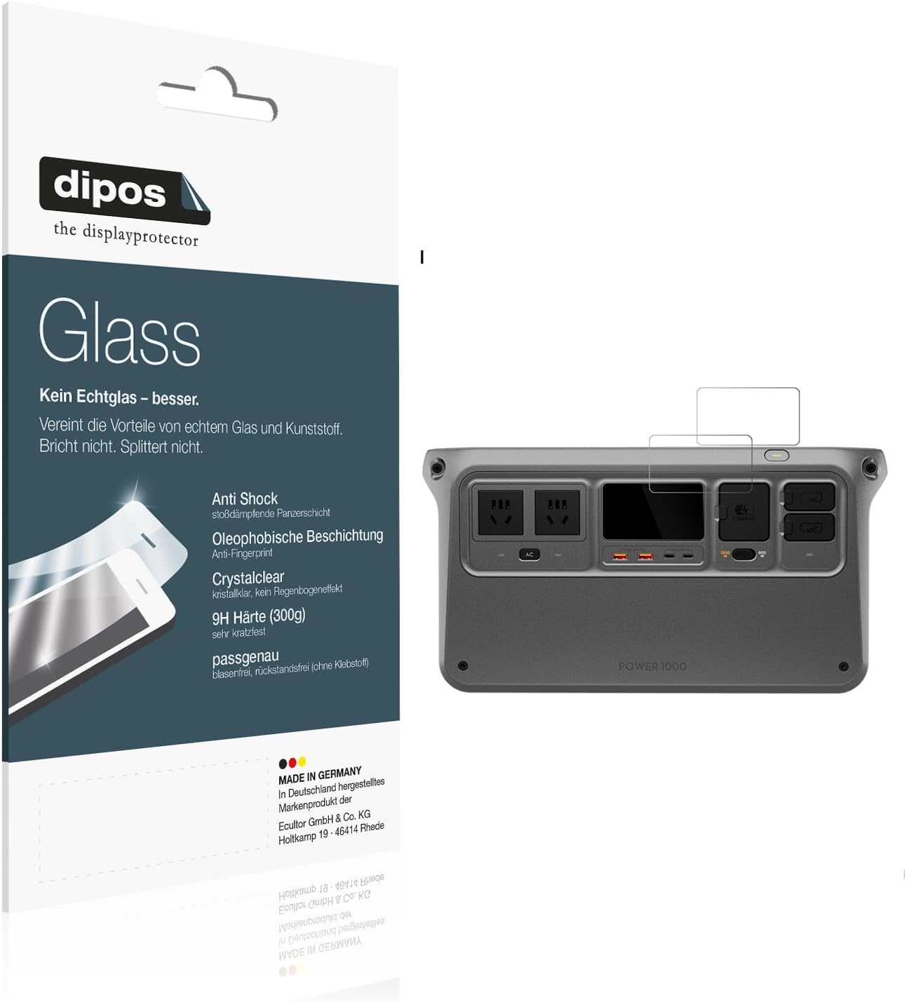 dipos 2x 9H Clear Screen Protector for DJI Power 1000