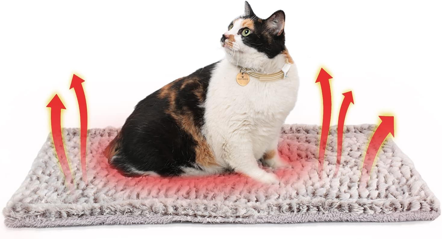 MORA PETS Self Heating Cat Bed Heated Cat Blanket Washable Warming Pet Pad Electric-Free Heat Bed Puppy Cushion Small Thermal Mat Reversible 70 x 47 cm