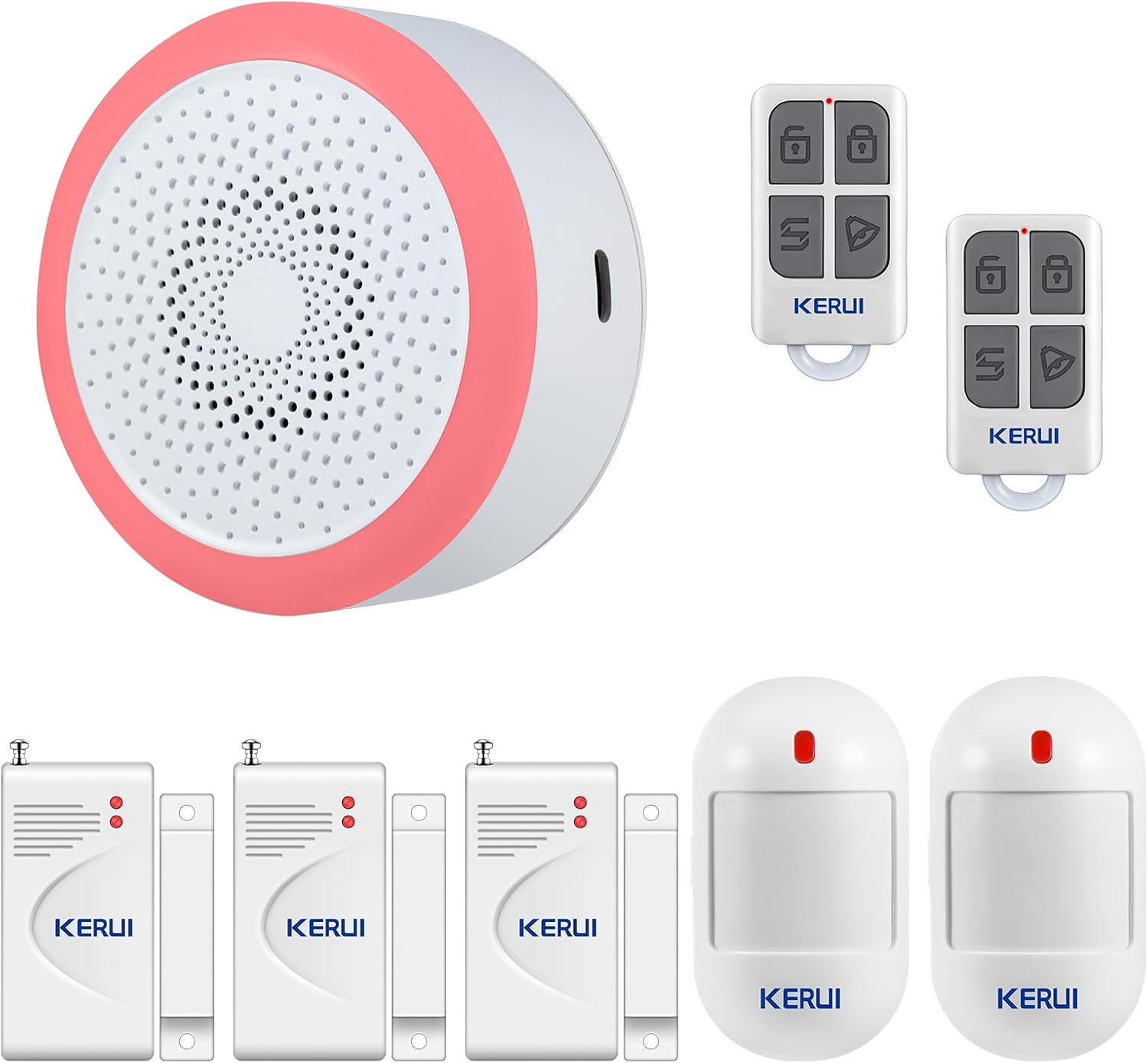 KERUI WiFi Alarm Home Security System, Wireless Alarm System with Loud 120dB Motion Sensor Siren, Window Door Alarms Sensor, Remote Control for Shed Garage