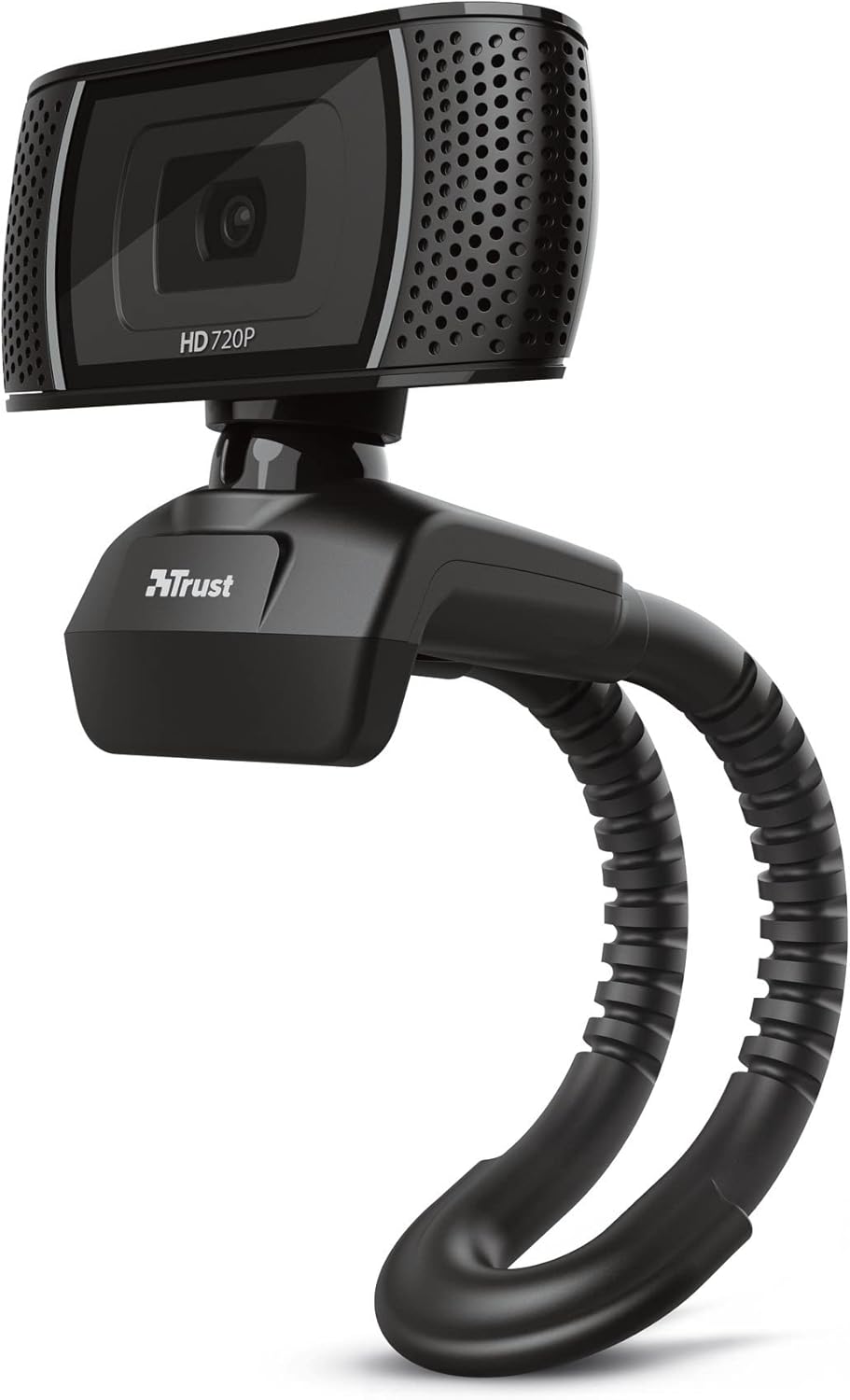 Trust Trino HD Webcam with Microphone, 1280x720, 30 FPS, Universal Stand, USB, Web Camera with Photo Button for Streaming, Video Calling, Skype, Teams, Zoom, PC, Computer, Laptop, Mac - Black