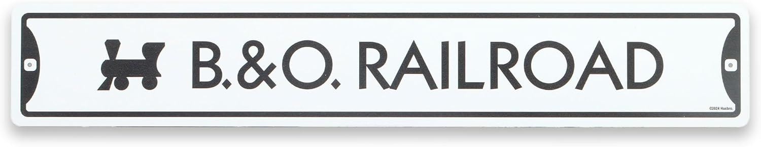 Open Road Brands Hasbro Monopoly B&O Railroad Metal Street Sign - Fun Monopoly Wall Decor for Game Room or Play Room