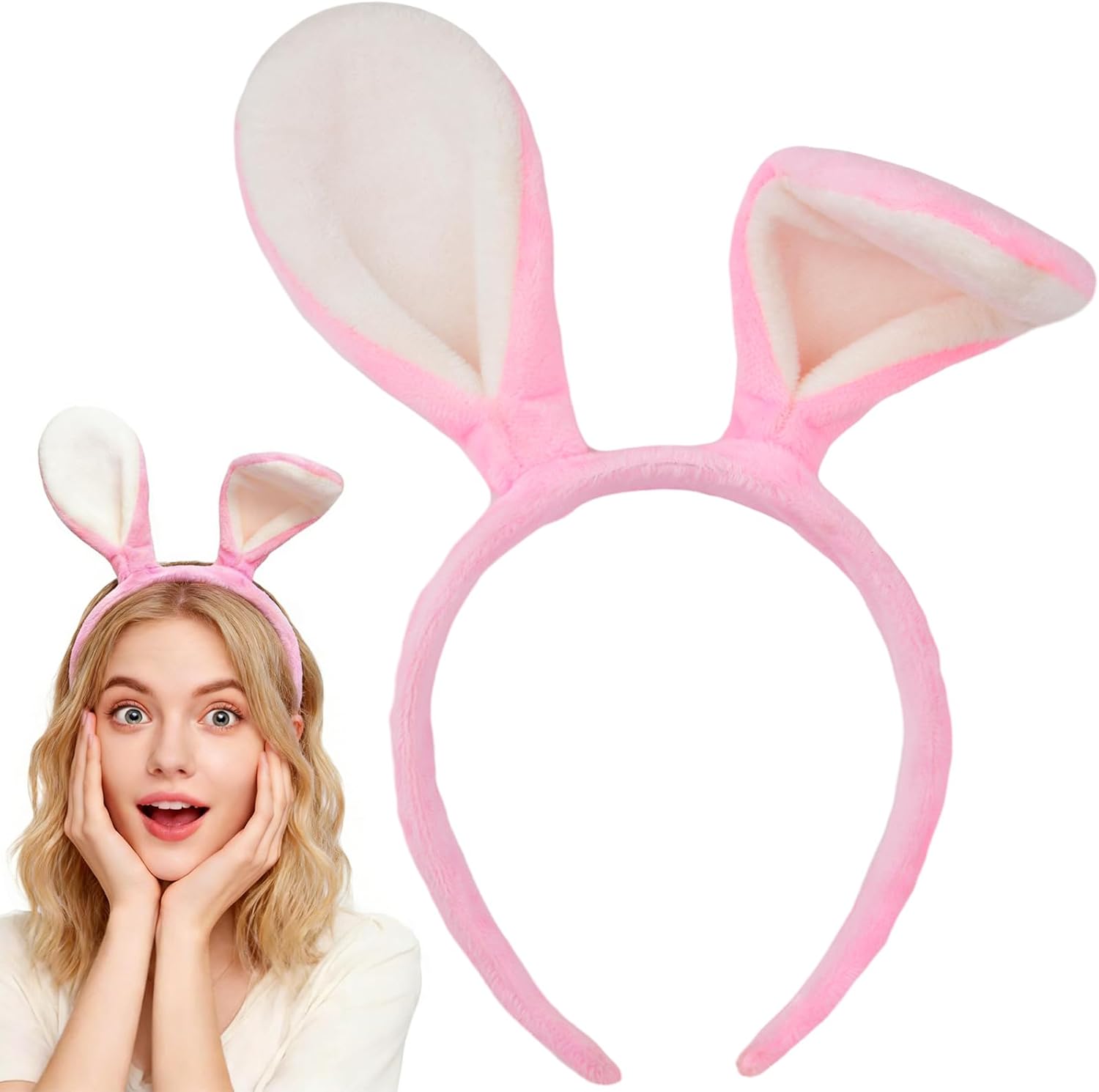 White Bunny Ears Headband, Bendable Rabbit Ears for Costume Cosplay
