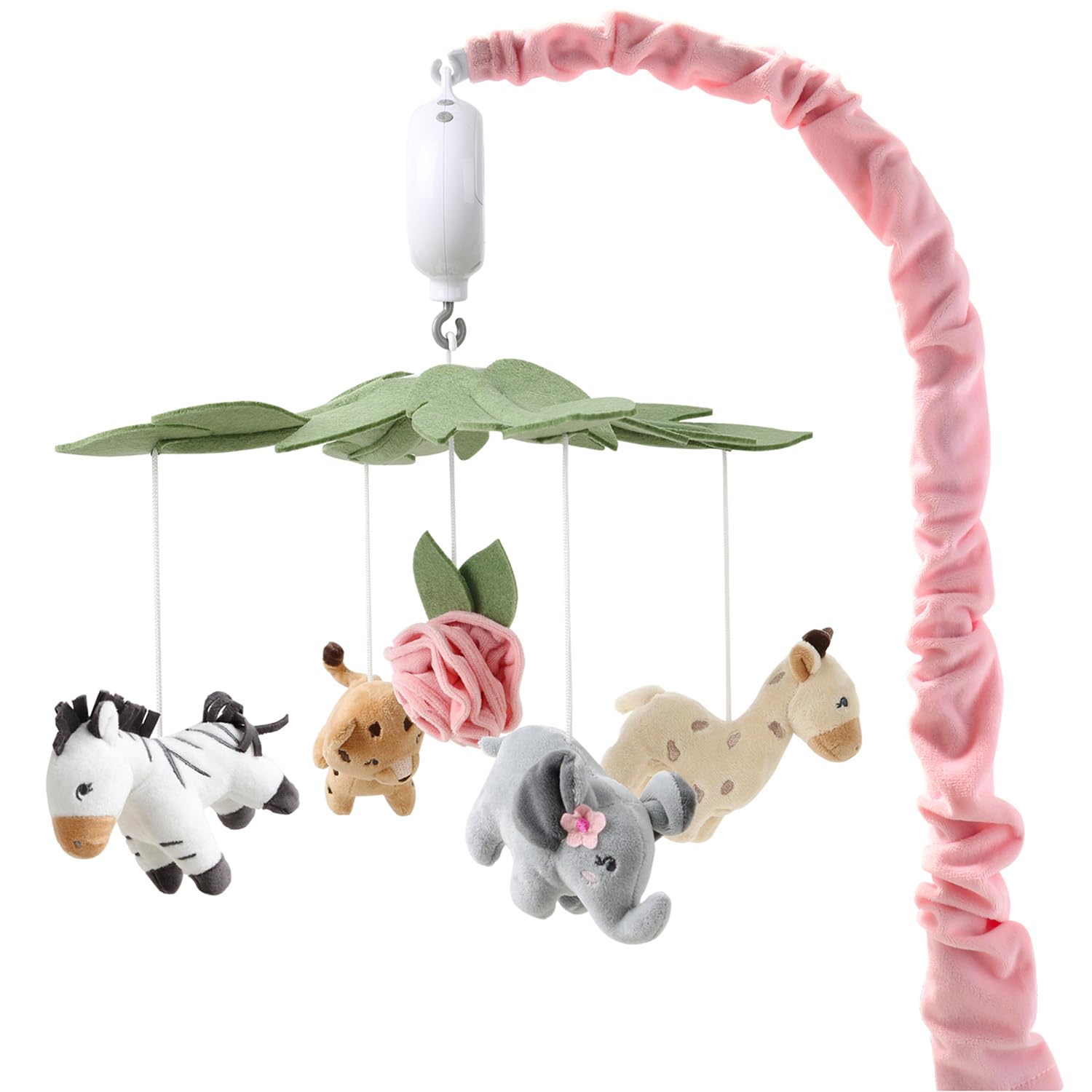 The Peanutshell Crib Mobile for Girls - Soft Pink Musical Baby Crib Mobile with 12 Lullabies, Cute Animal Baby Wildest Dreams Nursery Decor