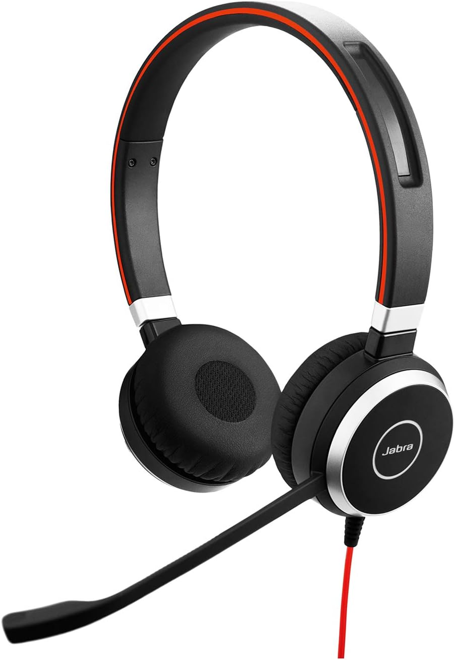 Jabra Evolve 40 MS Stereo Headset – Microsoft Certified Headphones for VoIP Softphone with Passive Noise Cancellation – USB-Cable with Controller – Black