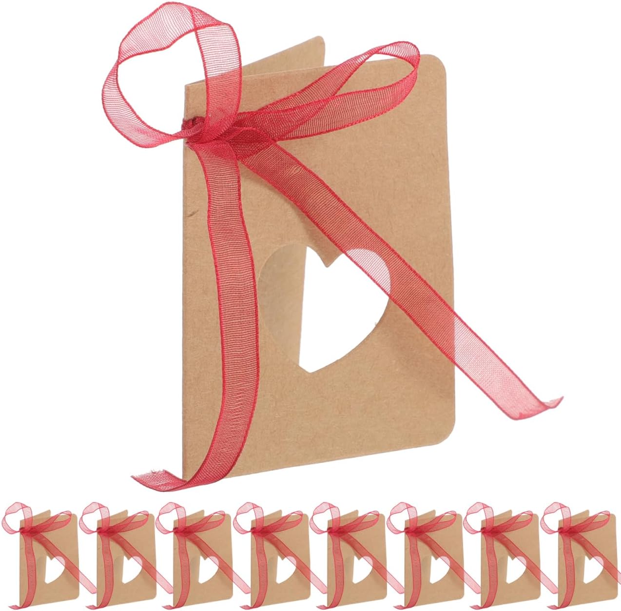 WINOMO Weeding Card Tags Heart Shaped Luggage Paper 50pcs Card Paper Hang with Red Rope Hollow Lable for Wedding Birthday Decoration Shaped